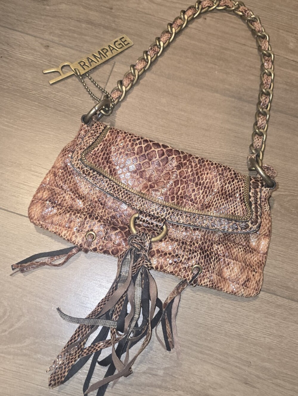 New no tags Y2K 200's rampage snake skin handbag never used!
